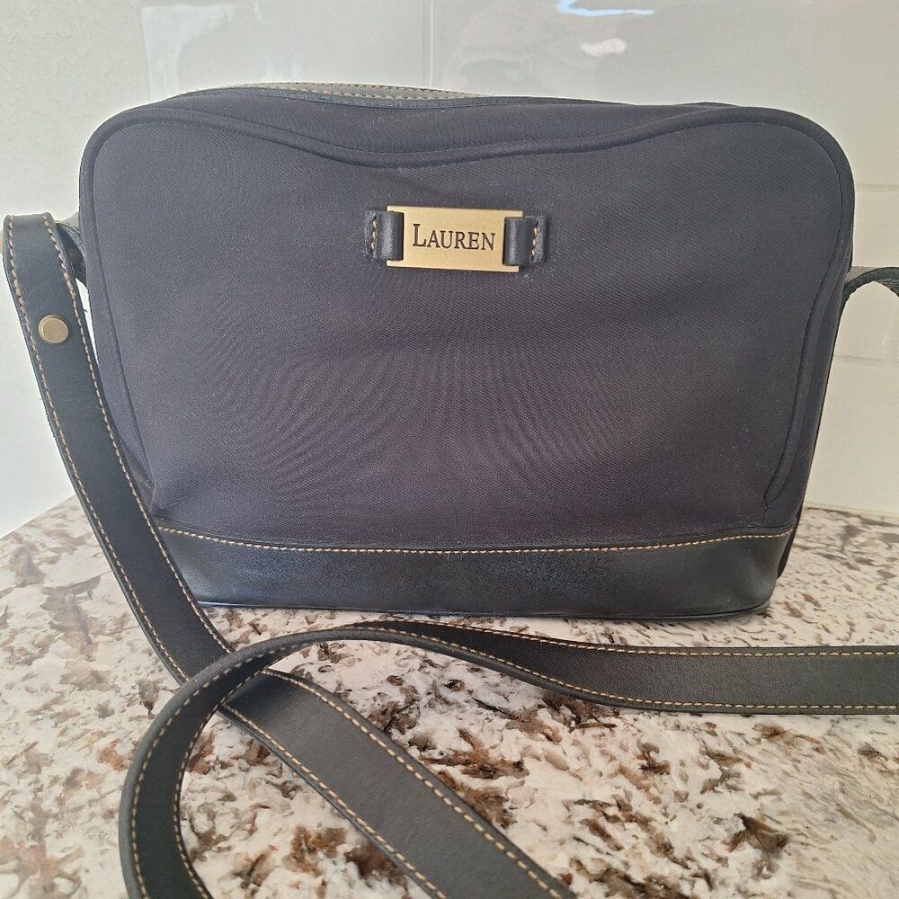 Lauren Ralph Lauren Purse Nylon Leather Messenger Crossbody